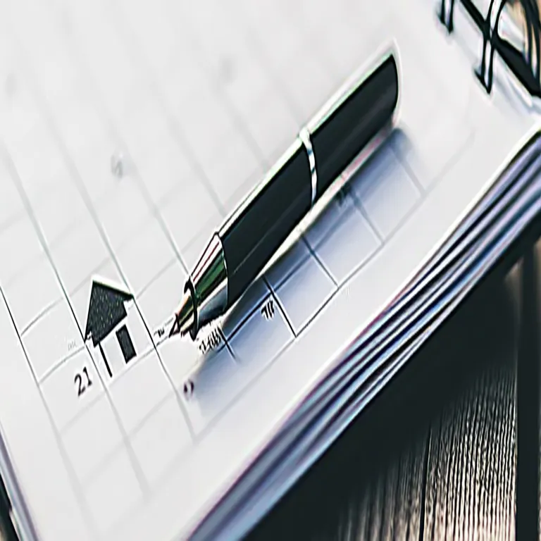 Kalender mit Haus-Symbol zur Planung des Immobilienverkaufs